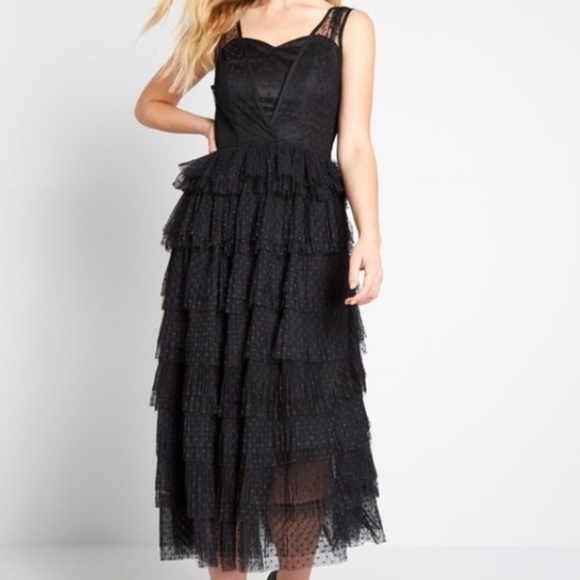NWT Collectif Vintage Courtney Swiss Dot Tiered Lace Dress Fairy Whimsygoth - Picture 1 of 8